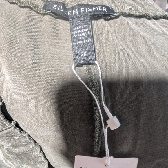 Eileen Fisher | Sandwashed Twill Wide Trouser Pant In Grove Green - Picture 9 of 12